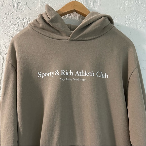 SPORTY & RICH Hoodie Sweatshirt Womens Size Small Neutral Tan - Picture 2 of 11